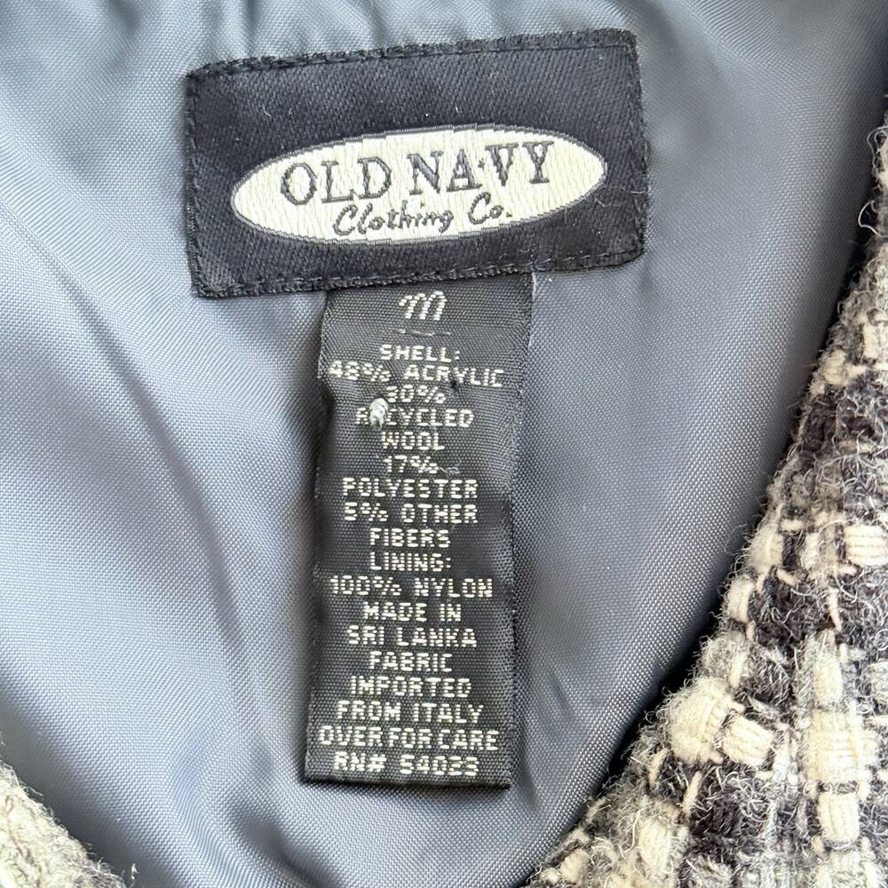 Old Navy VINTAGE Tweed Jacket Womens Medium Gray Button Front Lined Preppy Y2K - Picture 5 of 6